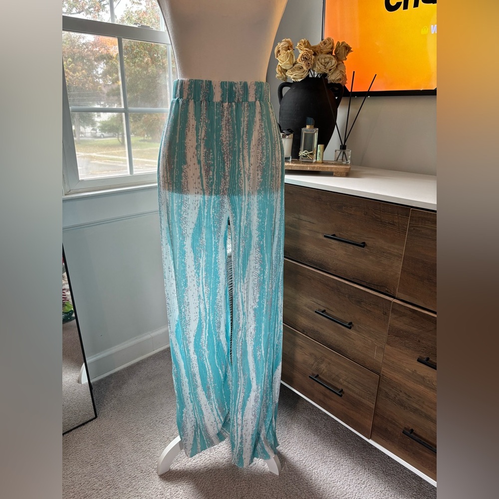 Sheer Striped Wide-Leg Pants NWOT!